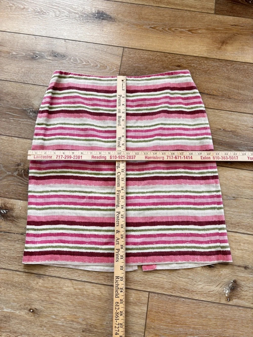 TALBOTS Pencil Skirt Size 12 100% Linen Colorful Striped Fully Lined Preppy